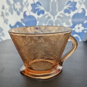 Jeanette Glass Carnival Glass Tea Cup And Candle Holder